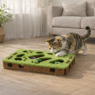 마이굿즈 고양이가 좋아하는 공놀이 스크래쳐 공굴리기 장난감 사냥 놀이 기구 세트, 1개, 그린