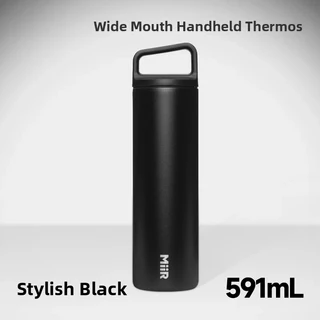 미르 스테인리스 스틸 보온 물병 휴대용 야외 스포츠 손잡이 넓은 입구, 01 20oz-쿨블랙-591ml