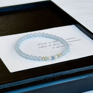 海藍寶玉髓手鏈2025新款捷克精緻氣質冷淡風手飾七夕情人節禮物純銀手鍊