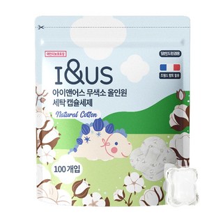 아이앤어스 무색소 저자극 초고농축 캡슐세제(내츄럴 코튼향), 1개, 100개입