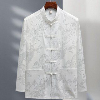 唐裝男冰絲長袖套裝春夏中老年復古風漢服爸爸老人爺爺晨練中老年唐裝中年男士漢服老人復古唐裝民國風老人裝太極