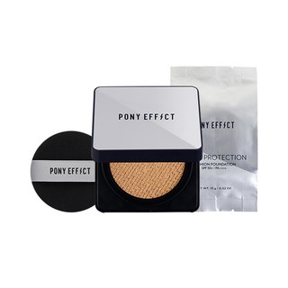 PONY EFFECT 超級防護氣墊粉底 SPF50 PA+++, 002 NATURAL IVORY (正裝+補充), 1個