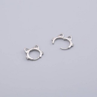 Muer 純銀貓咪耳環 可愛易扣式耳扣