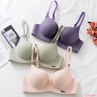 法式簡約英倫冰絲內衣套裝-保密出貨一片式厚杯少女集中爆乳無鋼圈內衣