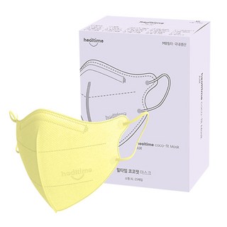힐타임 코코핏 KF94 컬러 마스크 소형XL 새부리형 숨쉬기편한, 25매입, 1개, 레몬옐로우