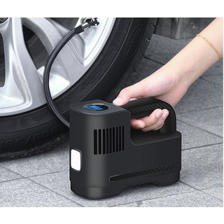 便攜式輪胎充氣機，數位顯示多功能車用充氣泵，快速充氣精準壓力控制，適用多種車型, 無線版本-黑, 1個