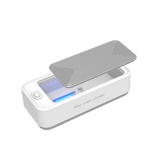 輕巧超聲波清洗機，藍光殺菌多功能清潔，適用於隱形眼鏡、首飾、餐具等, 1個, 帶藍光清洗機