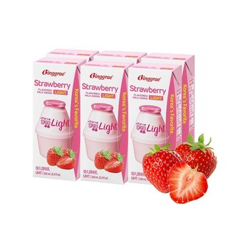 韓國Binggrae 牛奶6入 韓味不二 國民牛奶 保久乳 香蕉 草莓 哈密瓜 香草 咖啡 栗子 美式賣, 6包, 草莓牛奶x6瓶 / 0030