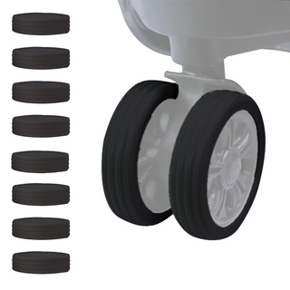 E7SHOP 行李箱輪子保護套 靜音矽膠輪套 防髒降噪防磨損 黑色8入