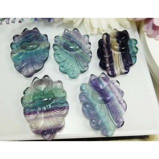 彩螢石九尾狐造型吊墜 項鍊 附綁繩