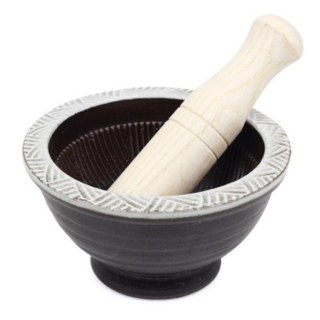 레벤쿠첸 여주 도자기 깨갈이 미니 절구 + 방망이 세트, 1세트