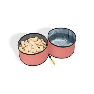 OllyDog Superbowl 접이식 강아지 여행용 그릇 2칸 음식 물 휴대용 하이킹 캠핑 Ventura '73 [호환], Desert