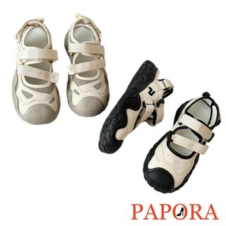 PAPORA 魔鬼氈瑪莉珍厚底運動板鞋 醜萌鏤空小白鞋