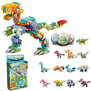 캡슐 블럭 12in1 공룡 해양 곤충 자동차 호환 블럭 세트 합체 헤더박스포장, 옵션1번 공룡, 1개