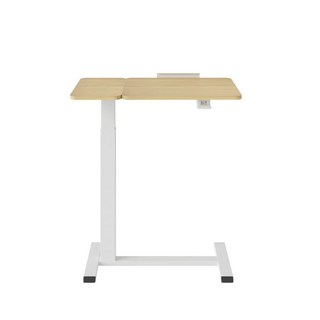 佑客YOKA 日系氣壓式時尚移動升降桌 可翻轉帶滑輪邊桌，氣壓升降，靈活移動，小空間最佳選擇, 淺木色