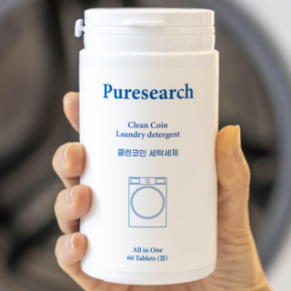 퓨리서치 클린코인 무향 아기세제 유아세제 세탁세제 드럼 통돌이 겸용 1 캡슐 케이스, 1개, 60개입