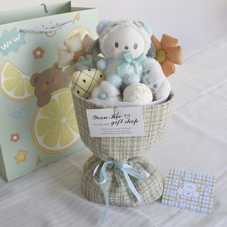 庫洛米公仔花束 卡通玩偶毛絨永生花束 生日禮物閨蜜兒童節禮物交換, 高準版-怕哈狗花束+禮袋+賀卡