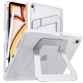 AITEWO 아이패드 케이스 거치대 각도조절 태블릿PC 케이스 펜슬 충전 수납형 클리어 세로 가로 거치 가능 갤럭시탭 s10 fe/a9 플러스/s11/s9 fe/s9/s10Lite, 화이트, 1개