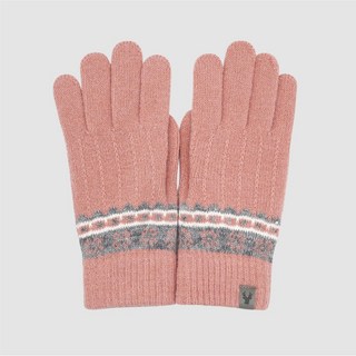 中性雪花皮標保暖針織手套 加厚防風 柔軟親膚 冬季通勤休閒百搭款, 粉膚橘, 1個