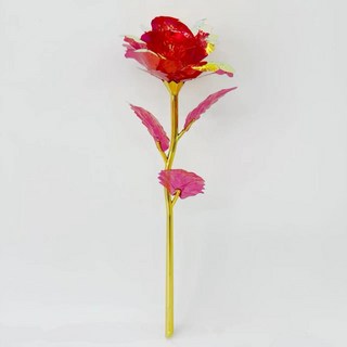 24k七彩炫光金箔仿真玫瑰花-母親節/情人節/生日禮物, 彩紅色, 1個