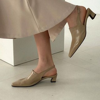 에나멜 스틸레토슬링백 로퍼뮬 블로퍼힐 4cm 여성용 사계절 3color