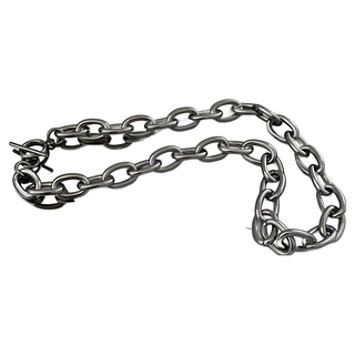 LITTLE THINGS STUDIO 鈦鋼製不褪色 OT扣環粗橢圓項鍊 男女通用 銀色