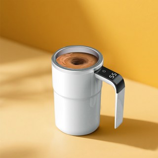 전동 쉐이커 스텐 텀블러 충전식 자동 회전 쉐이크컵 믹스컵 커피머그 텀블러, 1개, 화이트