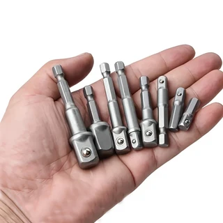 임팩트 드라이버용 드릴 소켓 어댑터 1/4 육각 섕크 익스텐션 1/2 3/8 1/4 스퀘어 헤드 드릴 비트 어댑, 01 YXY 8PCS