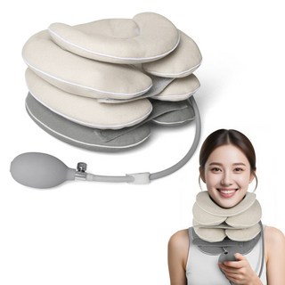 Flyaiku 4 단 조절 공기주입식 목견인기 거북목 교정기 경추 스트레칭 밴드, 1개