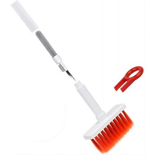 五合一鍵盤清潔刷組 耳機清潔筆 AirPods清潔工具 多功能隙縫刷 (贈拔鍵器), 紅白色, 1個