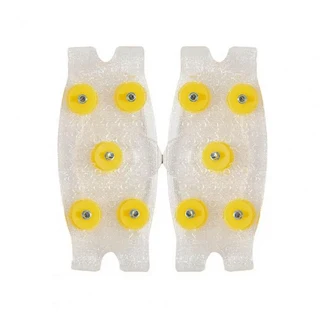 1쌍의 투명 아이스 클리츠 신발용 크램폰 5개의 금속 스터드가 있는 야외용 얼음 눈 미끄럼 방지 부츠 스파, 01 with 5 Tooth