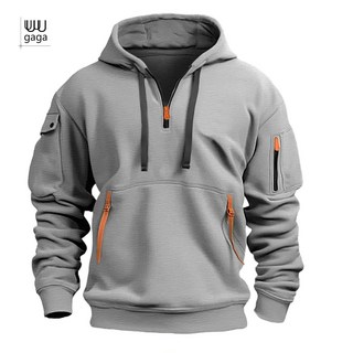 유유가가 남자 간절기 반집업 후드 맨투맨 참신한 지퍼디자인 부드러운 감촉 긴팔상의