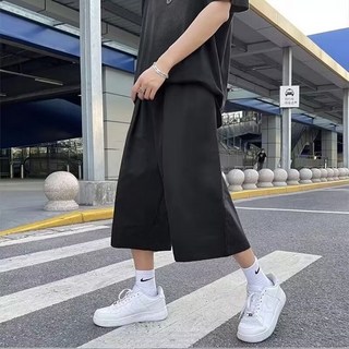 豹開之家 夏季薄款七分褲 男士寬鬆過膝短褲 純色闊腿中褲 工裝短褲 D1090