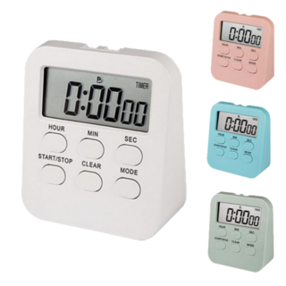 DUGNSTUDIO 디지털 주방 쿠킹 수험생 무소음 6in1 기능 타이머 스톱워치, 1개, 화이트