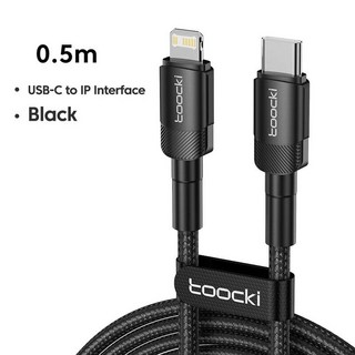 Toocki PD 20W USB C-Lightning 케이블 iPhone 14 13 12 11 Pro XS 8 유형 C-Lightning 케이블 데이터 와이어 고속 충전 케이블, 0.5m Black, 0.5m