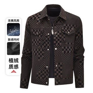 春季棋盤格皮夾克外套 時尚休閑百搭夾克衫