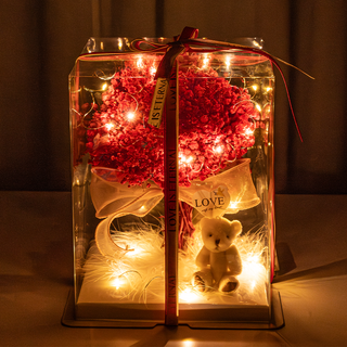 마음담은집 1000일화 프리저브드 LED 안개꽃다발, 안개꽃 레드