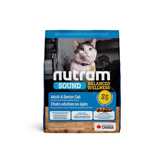 美國 Nutram 紐頓 貓糧1.13kg 無榖全能 均衡 貓乾糧, 1個, S5成貓+熟齡貓-雞肉+鮭魚