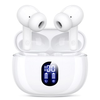 OMIIYA 무선 블루투스 이어폰 ENC 커널형 노이즈 캔슬링 HiFi 고음질 C타입 이어폰, 화이트, T18