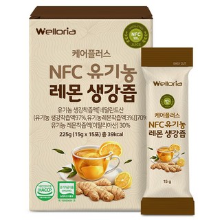 케어플러스 식약청인증 NFC 유기농 레몬생강즙 원액 100%, 225g, 1개