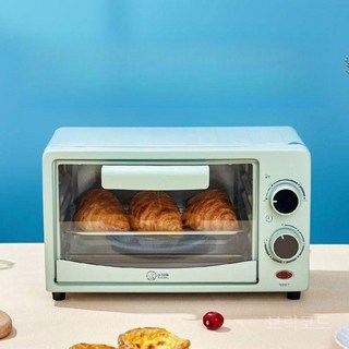 가정용 미니 전자레인지 홈베이킹 소형 초소형 15리터 매장 버튼식, 12L 그린 타이머 + 세트1