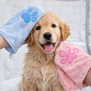 루제아나 드라이기 싫어하는 반려동물용 물기제거 타월장갑 3개 1세트, 핑크,블루,블랙 3종 1세트