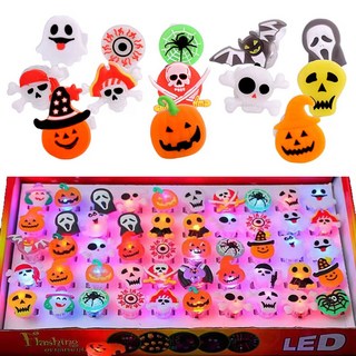 ROOICE 할로윈 LED 반지 불빛반지 50P 1박스 파티 소품 반짝반지, 50개