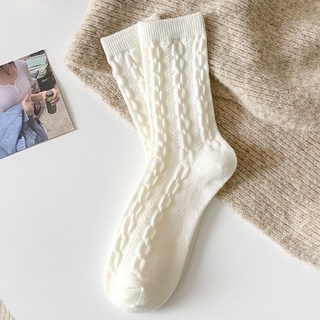 【熱銷Top1-限時下殺】【AURA】復古麻花純色中筒襪日系百搭長襪堆堆襪子修飾小腿襪半筒襪