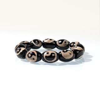 【杰鴻】黑色天珠米珠手鍊 12X16MM 寶石珠珠DIY手工材料, 1個