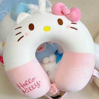 卡通KT貓U型枕，可愛少女心脖枕護頸枕，辦公室午睡枕頭脖子靠枕車用枕頭, 店主推薦款-可愛kt貓咪, 1個