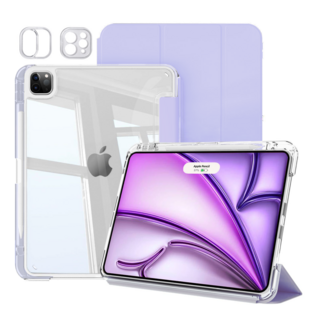 헤미션 아이패드 펜슬 수납 클리어 범퍼 스마트커버 태블릿 케이스 에어7/6 프로7/6/5/4/3세대 11/13인치, 라벤더, 1개