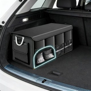 7Shadows 딥빡 차량용 접이식 다용도 트렁크 정리 수납함 차량용 신발수납함 깔끔이, Black
