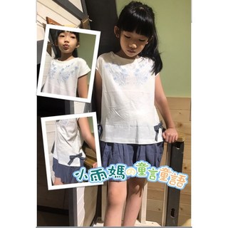 【台灣賣家24H出貨】兒童洋裝 女童洋裝 藍白刺繡洋裝 小清新典雅洋裝 中小童連身裙 棉質連身裙 無袖連身裙 夏季童裝