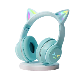 JODDDA 헤드폰 에어팟 귀엽다 고양이 귀 HIFI 입체 음향 효과 ENC 물리적 노이즈 캔슬링 고화질 음성, BT-618, 녹색